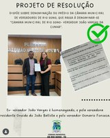 Projeto de Resolução "Câmara Municipal de Rio Sono - Vereador João Vargas da Cunha"